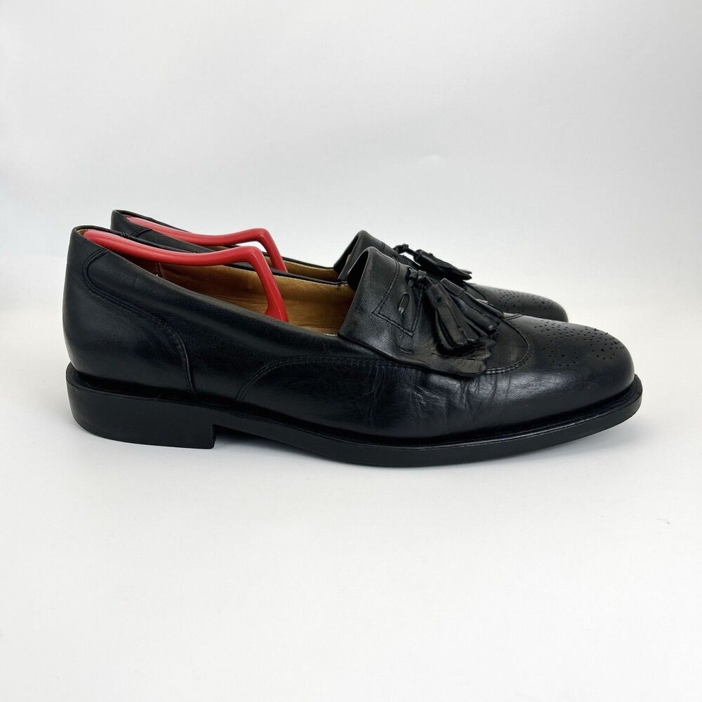 Sandro Moscoloni Vineyard Loafers Mens Sz 9 D Black Wingtip Kiltie Tassel 8101 - Picture 2 of 9